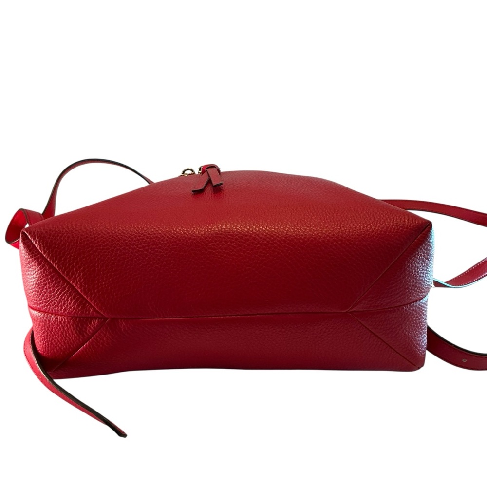 MICHAEL KORS Rhea Pebbled Leather Slim Backpack Solid Red Medium Bag - Picture 10 of 14